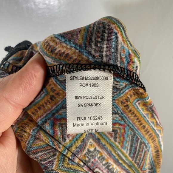 Bobeau Womens Pants Size Medium geometric stretch pull on Wide Leg fall autumn - Picture 7 of 10